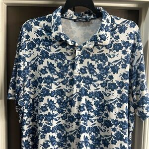 Men's Navy Floral Polo Shirt